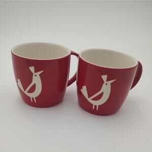 Starbucks 16 oz Ceramic Mug Set Red Partridge Bird Coffee Cups 2011 Holiday